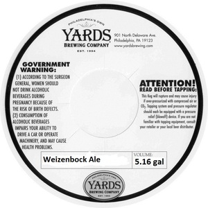 Yards Brewing Company Weizenbock Ale April 2013