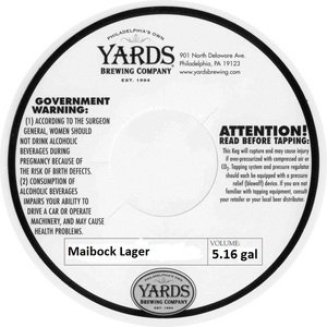 Yards Brewing Company Maibock Lager April 2013