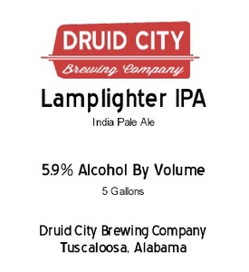 Druid City Brewing Company Lamplighter IPA April 2013