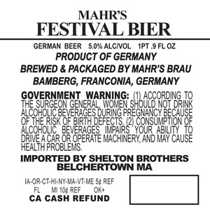 Mahrs Festival Ale April 2013