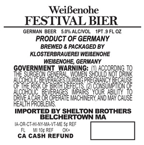 Weissenohe Festival Ale April 2013