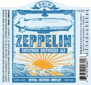 Revival Brewing Company Zeppelin Unfiltered Hefeweizen