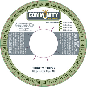 Community Beer Company Trinity Tripel April 2013