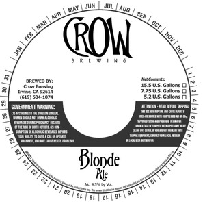 Crow Brewing Blonde April 2013