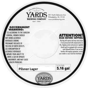 Yards Brewing Company Pilsner Lager April 2013