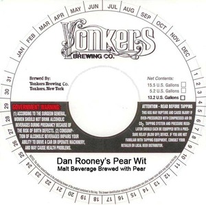 Yonkers Brewing Company Dan Rooney's Pear Wit
