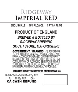 Ridgeway Brewing Imperial Red May 2013