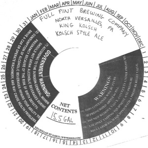 Full Pint Brewing Company King Kolsch May 2013