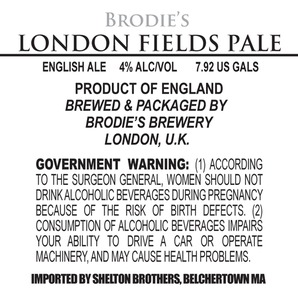 Brodie's Brewery London Fields Pale May 2013