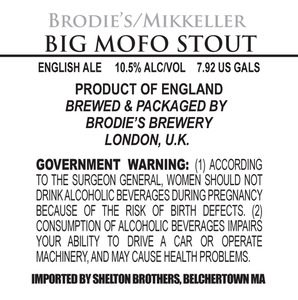 Brodie's Brewery Big Mofo Stout May 2013