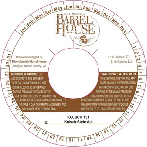 Blue Mountain Barrel House Kolsch 151