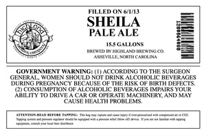 Highland Brewing Co Sheila Pale June 2013