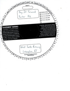 West Sixth Brewing Pay It Forward Porter Ale June 2013