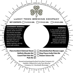 Lucky Town Brewing Company Pub Ale June 2013