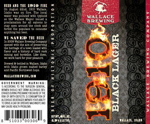 Wallace Brewing Copmany 1910 Black Lager