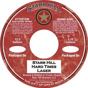Starr Hill Hard Times Lager June 2013