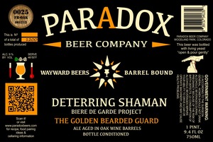 Paradox Beer Company Inc The Golden Bearded Guard June 2013