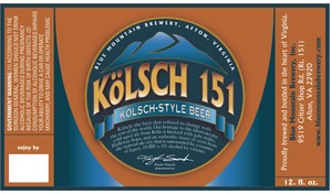 Blue Mountain Brewery Kolsch 151