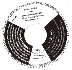 Galaxy Brewing Company Pulsar Porter June 2013