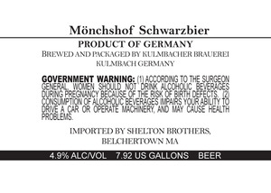 Kulmbacher Brauerei MÖnchschof Schwarzbier June 2013