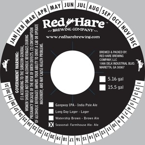 Red Hare Seasonal-farmhouse Ale July 2013