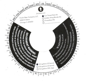 Finch's Beer Company Cut Throat Pale Ale July 2013