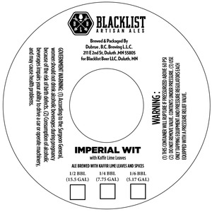 Blacklist Imperial Wit With Kaffir Lime Leaves July 2013