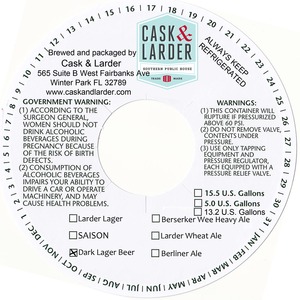 Cask & Larder Dark Lager Beer July 2013