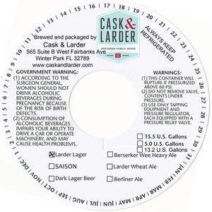 Cask & Larder Larder Lager July 2013