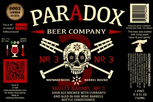 Paradox Beer Company Inc Skully Barrel No. 3 July 2013