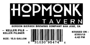 Hopmonk Tavern Keller Pils