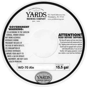 Yards Brewing Company Wd-70 Ale July 2013