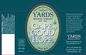 Yards Brewing Company Cape Of Good Hope