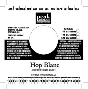 Peak Organic Hop Blanc August 2013