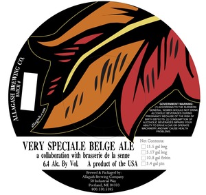 Allagash Brewing Company Very Speciale Belge July 2013