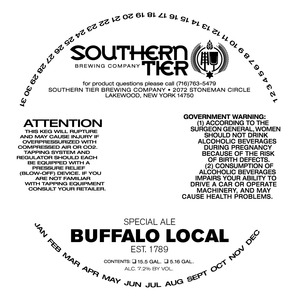 Southern Tier Brewing Company Buffalo Local Est 1789 Special Ale August 2013