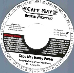 Cape May Brewing Company Cape May Honey Porter August 2013