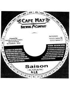 Cape May Brewing Company Saison Ale August 2013