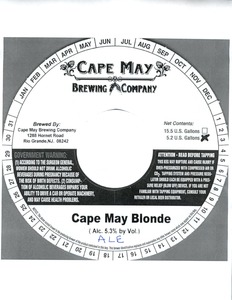 Cape May Brewing Company Blonde Ale August 2013