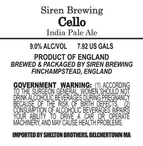 Siren Brewing Cello August 2013