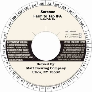 Saranac Farm To Tap August 2013