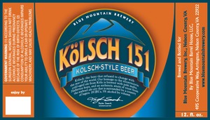 Blue Mountain Brewery Kolsch 151
