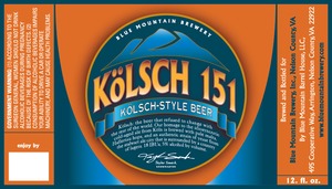 Blue Mountain Brewery Kolsch 151 August 2013