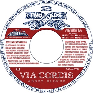 Two Roads Brewing Company Via Cordis Abbey Blonde August 2013