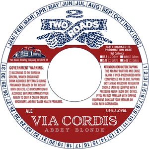 Two Roads Brewing Company Via Cordis Abbey Blonde