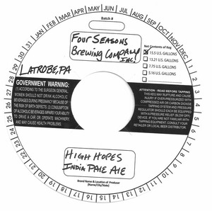 Four Seasons Brewing Company, Inc. High Hopes India Pale Ale