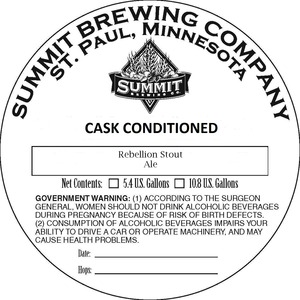 Summit Brewing Company Rebellion Stout August 2013