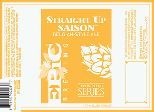 Epic Brewing Company Straight Up Saison August 2013