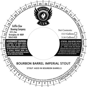 Griffin Claw Brewing Company Bourbon Barrel Imperial Stout September 2013