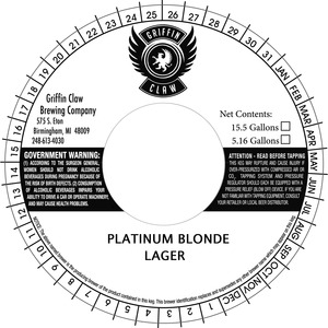 Griffin Claw Brewing Company Platinum Blonde